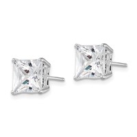 Sterling Silver Rhodium-plated Polished Square 8mm CZ Stud Earrings view 2