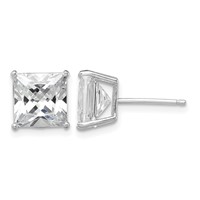Sterling Silver Rhodium-plated Polished Square 8mm CZ Stud Earrings view 1