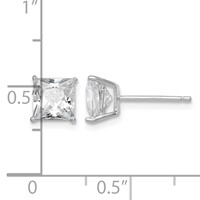 Sterling Silver Rhodium-plated Polished Square 6mm CZ Stud Earrings view 4