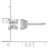 Sterling Silver Rhodium-plated Polished Square 5mm CZ Stud Earrings view 4