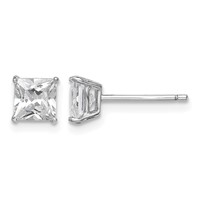 Sterling Silver Rhodium-plated Polished Square 5mm CZ Stud Earrings view 1
