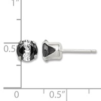 Sterling Silver Black & White 6mm Round CZ Snap-in Set Stud Earrings view 4