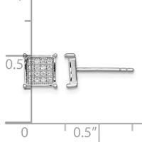 Sterling Silver Rhodium-plated Polished Pavé CZ Square Post Earrings view 4