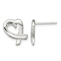 Sterling Silver Heart Earrings view 1