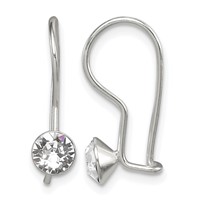 Sterling Silver Polished Stellux Crystal Dangle Earrings view 1
