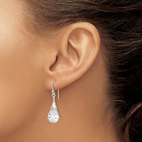 Sterling Silver Polished CZ Teardrop Dangle Earrings view 3