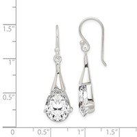 Sterling Silver Polished CZ Teardrop Dangle Earrings view 4
