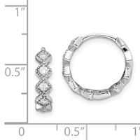 Sterling Silver Rhodium-plated CZ Hinged Hoop Earrings view 4