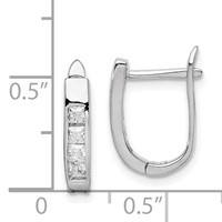 Sterling Silver Rhodium-plated CZ Hinged Hoop Earrings view 4