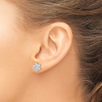 Sterling Silver CZ Flower Post Earrings view 3