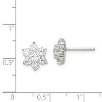Sterling Silver CZ Flower Post Earrings view 4