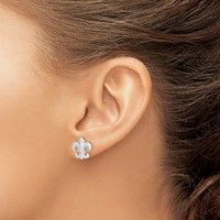 Sterling Silver Rhodium-plated Polished CZ Fleur De Lis Post Earrings view 3