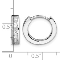 Sterling Silver Rhodium-plated CZ Hinged Hoop Earrings view 4