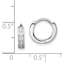 Sterling Silver Rhodium-plated CZ Hinged Hoop Earrings view 4