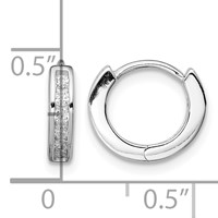Sterling Silver Rhodium-plated CZ Hinged Hoop Earrings view 4