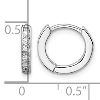 Sterling Silver Rhodium-plated CZ Hinged Hoop Earrings view 4