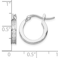 Sterling Silver Rhodium-plated CZ Hoop Earrings view 4