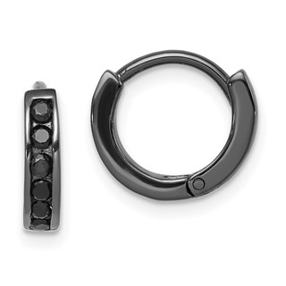 Sterling Silver Hinged CZ Hoop Earring