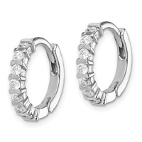 Sterling Silver Rhodium-plated CZ Hinged Earrings view 2