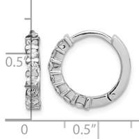 Sterling Silver Rhodium-plated CZ Hinged Earrings view 4