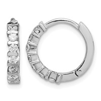 Sterling Silver Rhodium-plated CZ Hinged Earrings view 1