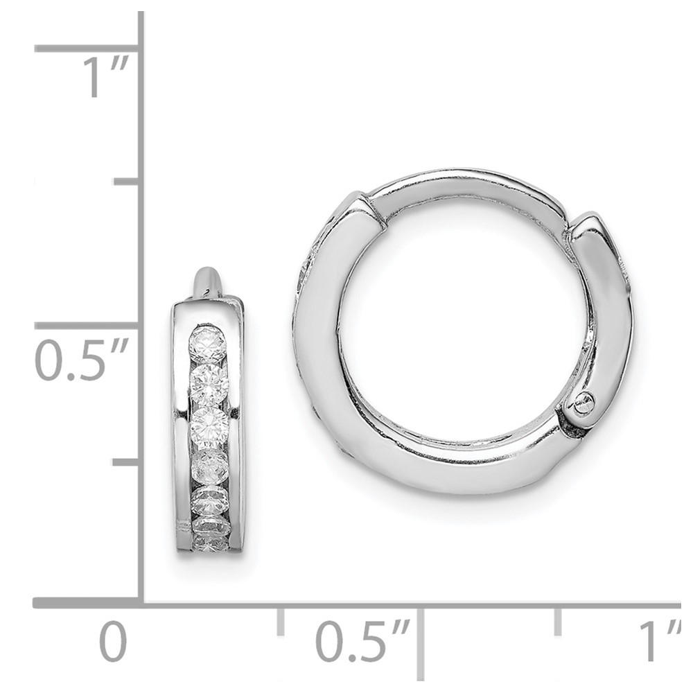 Sterling Silver Rhodium-plated CZ Hinged Earrings (QE9267)