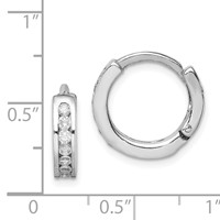 Sterling Silver Rhodium-plated CZ Hinged Earrings view 4