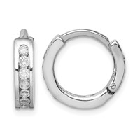 Sterling Silver Rhodium-plated CZ Hinged Earrings view 1