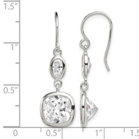 Sterling Silver Rhodium-plated Polished Oval & Square CZ Dangle Earrings view 4