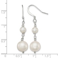 Sterling Silver Polished 6-10mm Freshwater Cultured Pearl Dangle Earrings view 4