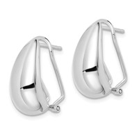 Sterling Silver Polished Omega Back J-Hoop Earrings view 2