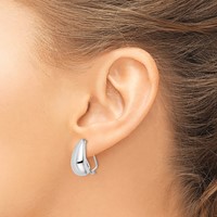 Sterling Silver Polished Omega Back J-Hoop Earrings view 3