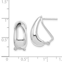 Sterling Silver Polished Omega Back J-Hoop Earrings view 4