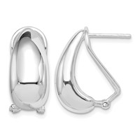 Sterling Silver Polished Omega Back J-Hoop Earrings view 1
