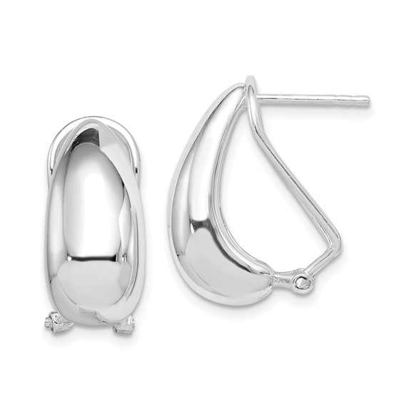 Sterling Silver Polished Omega Back J-Hoop Earrings