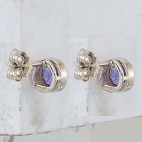 Sterling Silver Rhodium-plated Amethyst Post Earrings view 4