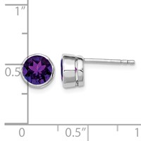 Sterling Silver Rhodium-plated Amethyst Post Earrings view 5