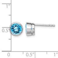 Sterling Silver Rhodium-plated Blue Topaz Circle Stud Earrings view 5