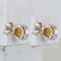 Sterling Silver Rhodium-plated Citrine Circle Stud Earrings view 4