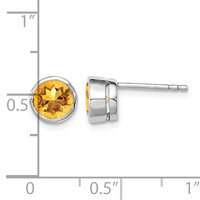 Sterling Silver Rhodium-plated Citrine Circle Stud Earrings view 5