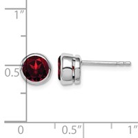 Sterling Silver Rhodium-plated Garnet Circle Stud Earrings view 4