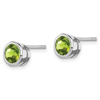 Sterling Silver Rhodium-plated Peridot Circle Stud Earrings view 2
