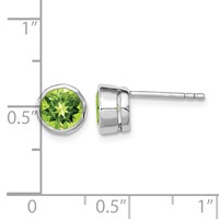Sterling Silver Rhodium-plated Peridot Circle Stud Earrings view 4