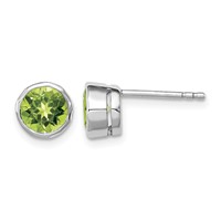 Sterling Silver Rhodium-plated Peridot Circle Stud Earrings view 1
