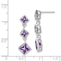 Sterling Silver Rhodium-plated Polished Amethyst Post Dangle Earrings view 4