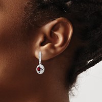 Sterling Silver Rhodium-plated Garnet and Diamond Dangle Earrings view 3