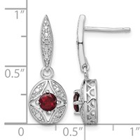 Sterling Silver Rhodium-plated Garnet and Diamond Dangle Earrings view 4