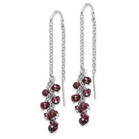 Sterling Silver Rhodium-plated Garnet Cluster Dangle Earrings view 2