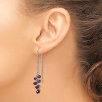 Sterling Silver Rhodium-plated Garnet Cluster Dangle Earrings view 3