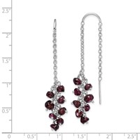 Sterling Silver Rhodium-plated Garnet Cluster Dangle Earrings view 4